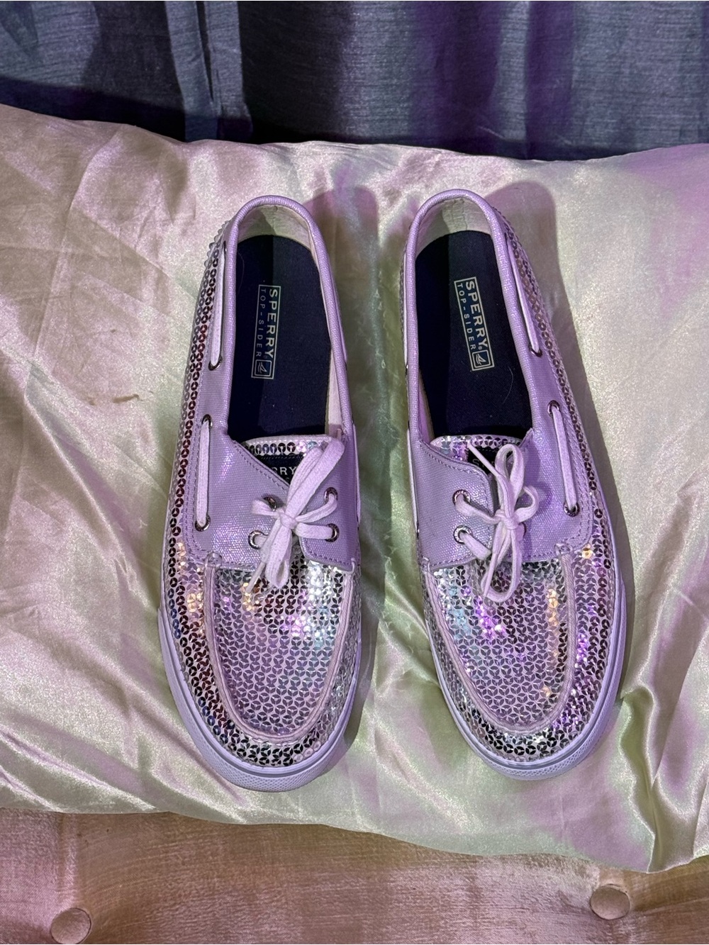 Sperry Women's Silver Sequin Boat Shoes